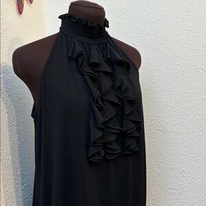 Vintage Y2K Studio 1940, stylish black ruffle smocked neck sleeveless top Size M